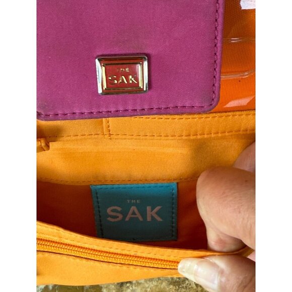 The Sak Wallet Striped Pink Knit Colorful Fold over M Classic Card Case Clutch - Picture 2 of 7